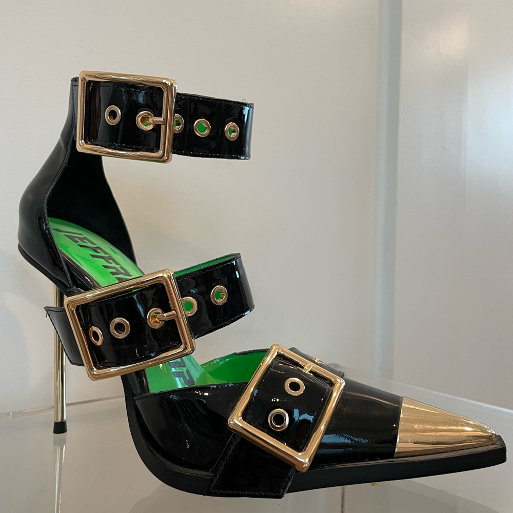 Dominus Strappy Metallic Pointy Toe Pumps by Jeffrey Campbell